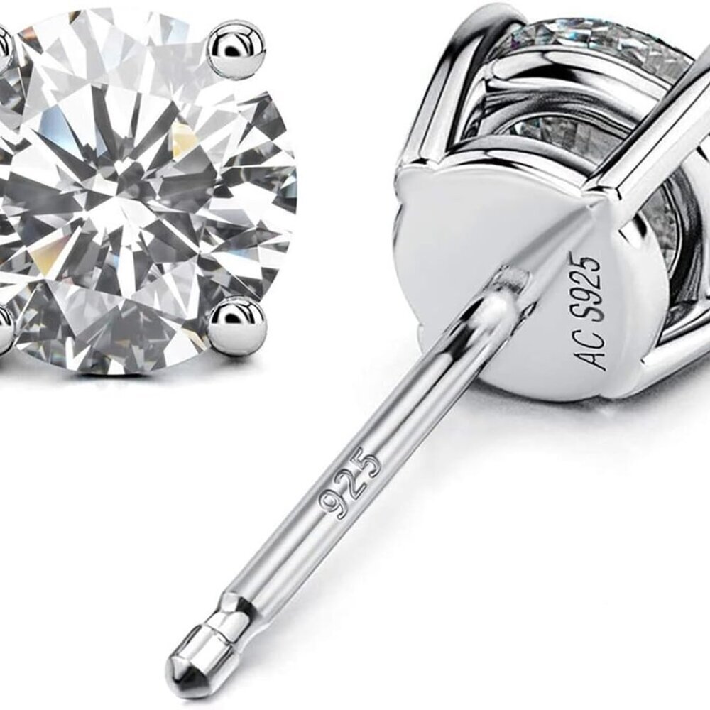 Elegant 6mm White Gold-Plated Sterling Silver CZ Stud Earrings Gift for Sensitiv